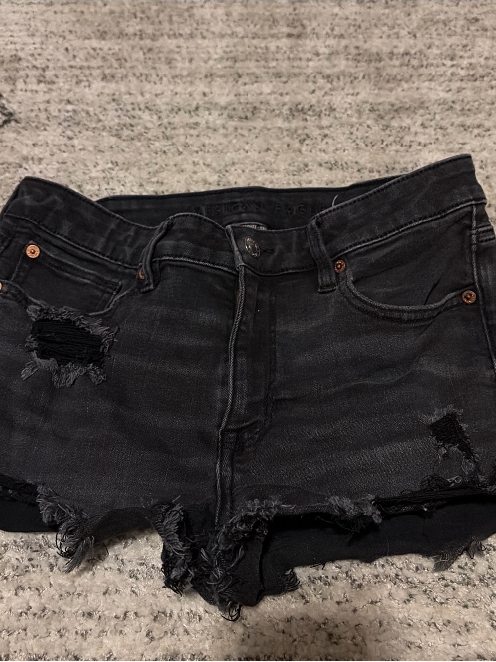American Eagle Outfitters Black Distressed Denim Jean Shorts